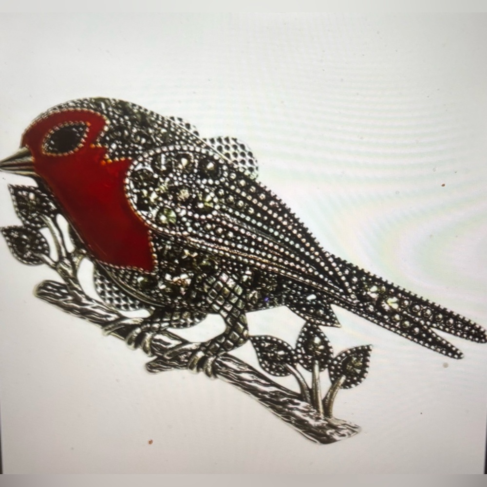 Robin on a Branch Magnetic Brooch